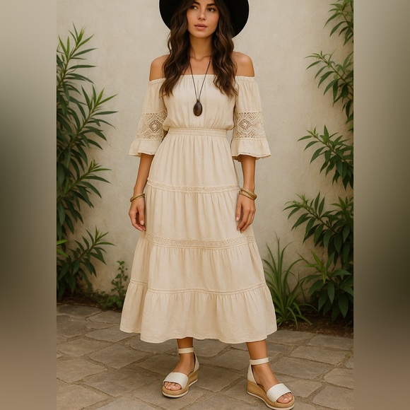 White and Tan Wedges - Picture 1 of 6